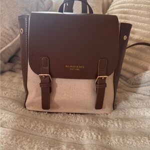 Brown & Cream Colorblock Buckle Backpack – New